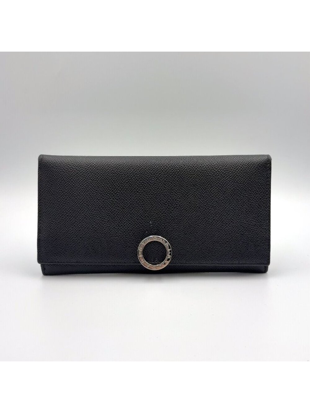 Bvlgari Logo Clip Leather Black Wallet Silver
